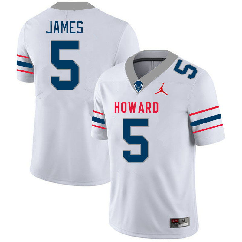Men-Youth #5 Eden James howard Bison 2023 College Football Jerseys Stitched-White